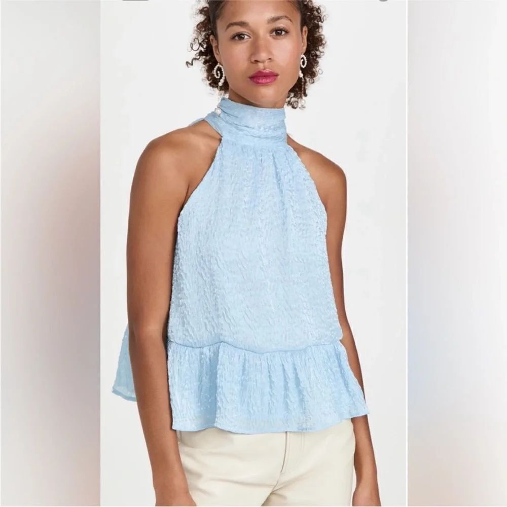 Ramy Brook Sky Blue Halter Blouse, S